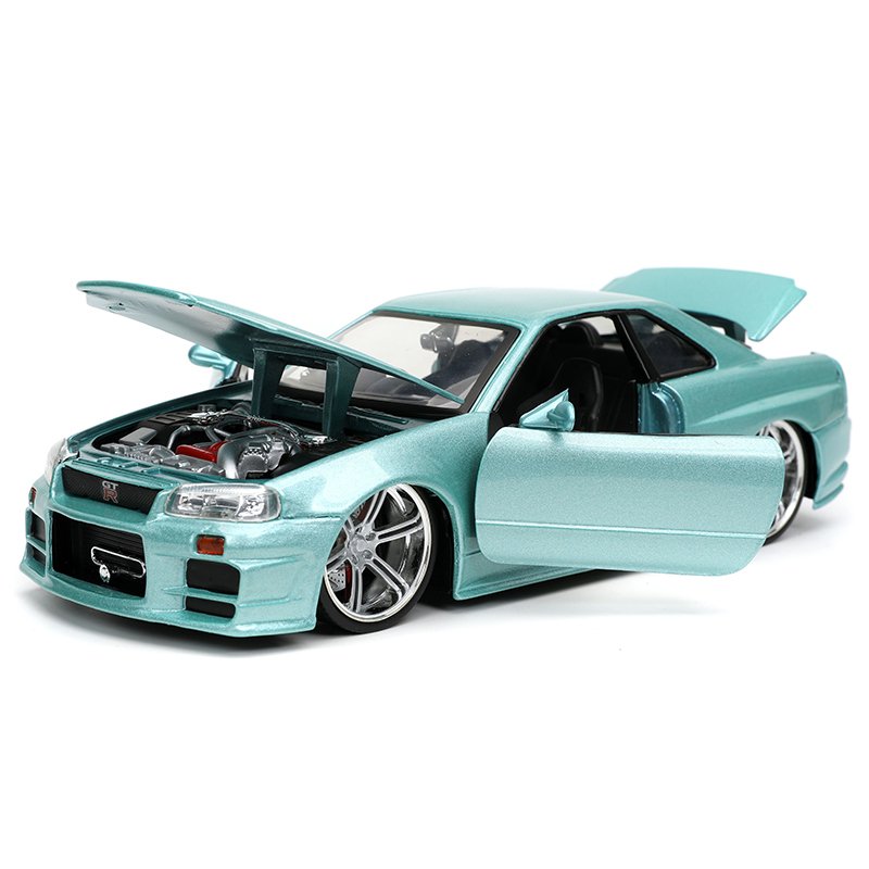 JADATOYS 1:24 ワイルドスピード ダイキャスト ミニカー BRIAN'S NISSAN SKYLINE GT-R R34 LGR（日産  スカイライン GT-R R34 ライトグリーン）